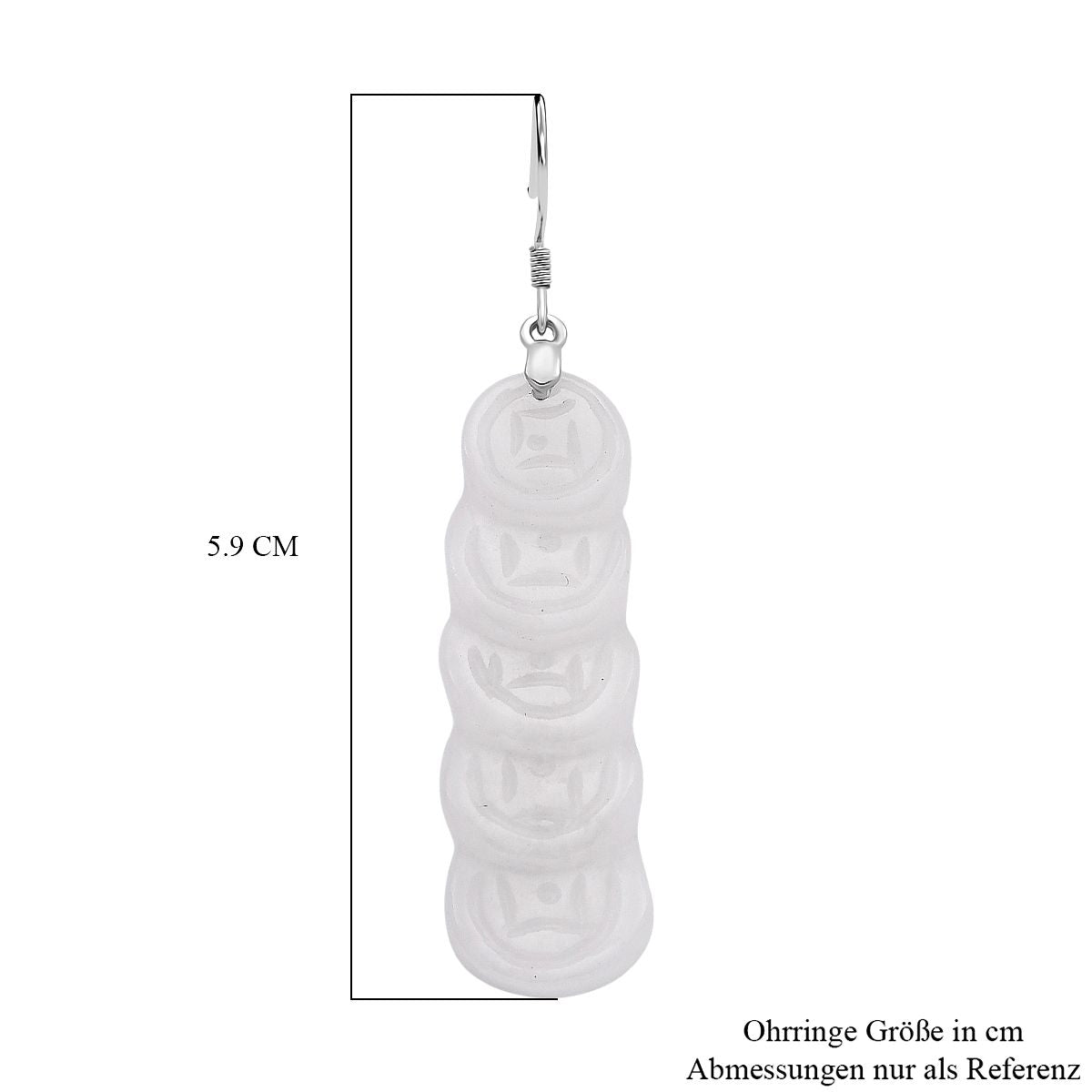 EXTREM SELTEN Weiße Jade Ohrringe 925 Silber rhodiniert ca. 55.00 ct