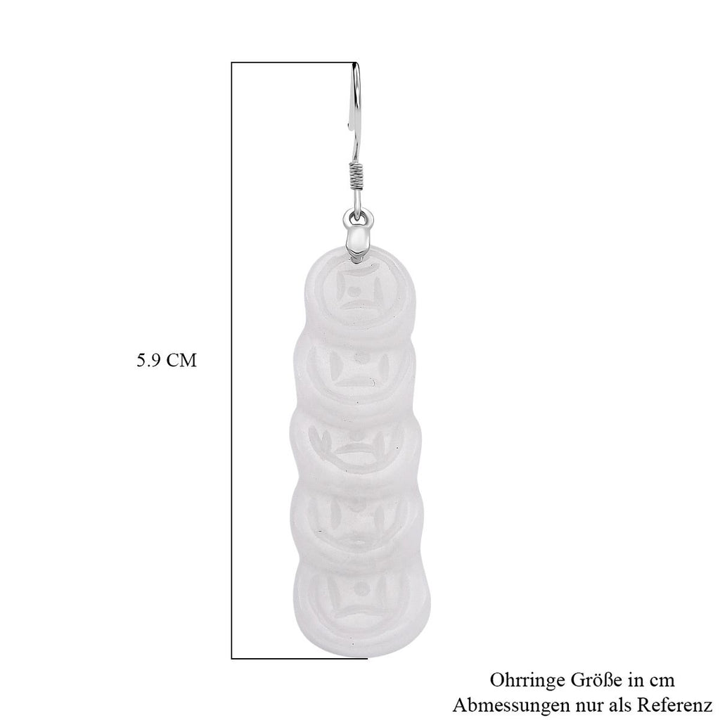 EXTREM SELTEN Weiße Jade Ohrringe 925 Silber rhodiniert ca. 55.00 ct