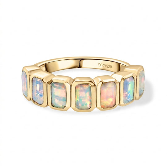 D'Joy AA Natürlicher, äthiopischer Welo Opal Ring 925 Silber Gelbes Gold (Größe 21.00) ca. 1,58 ct