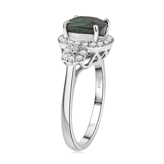 Rhapsody AAAA Santa Rosa Turmalin, Weißer Diamant AGI zertifiziert Ring 950 Platin (Größe 18.00) ca. 2.66 ct