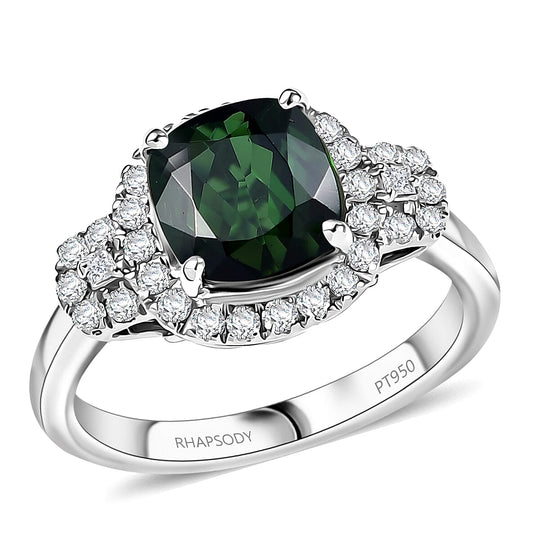 Rhapsody AAAA Santa Rosa Turmalin, Weißer Diamant AGI zertifiziert Ring 950 Platin (Größe 18.00) ca. 2.66 ct