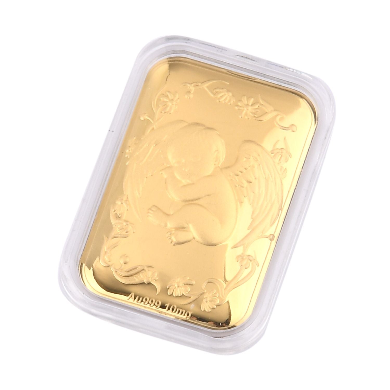 EXKLUSIVES GESCHENK - 999er fiengoldplatte mit Engelsblatt Motiv 10mg