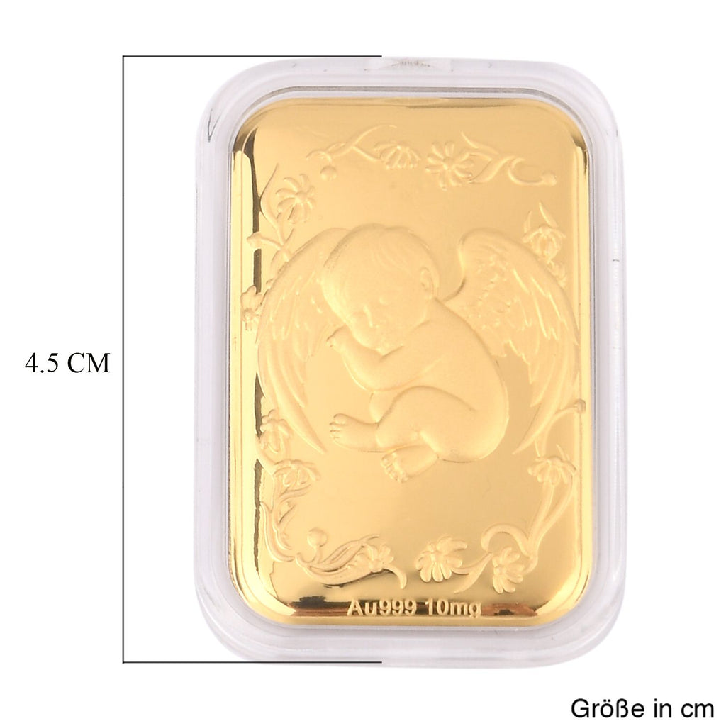 EXKLUSIVES GESCHENK - 999er fiengoldplatte mit Engelsblatt Motiv 10mg