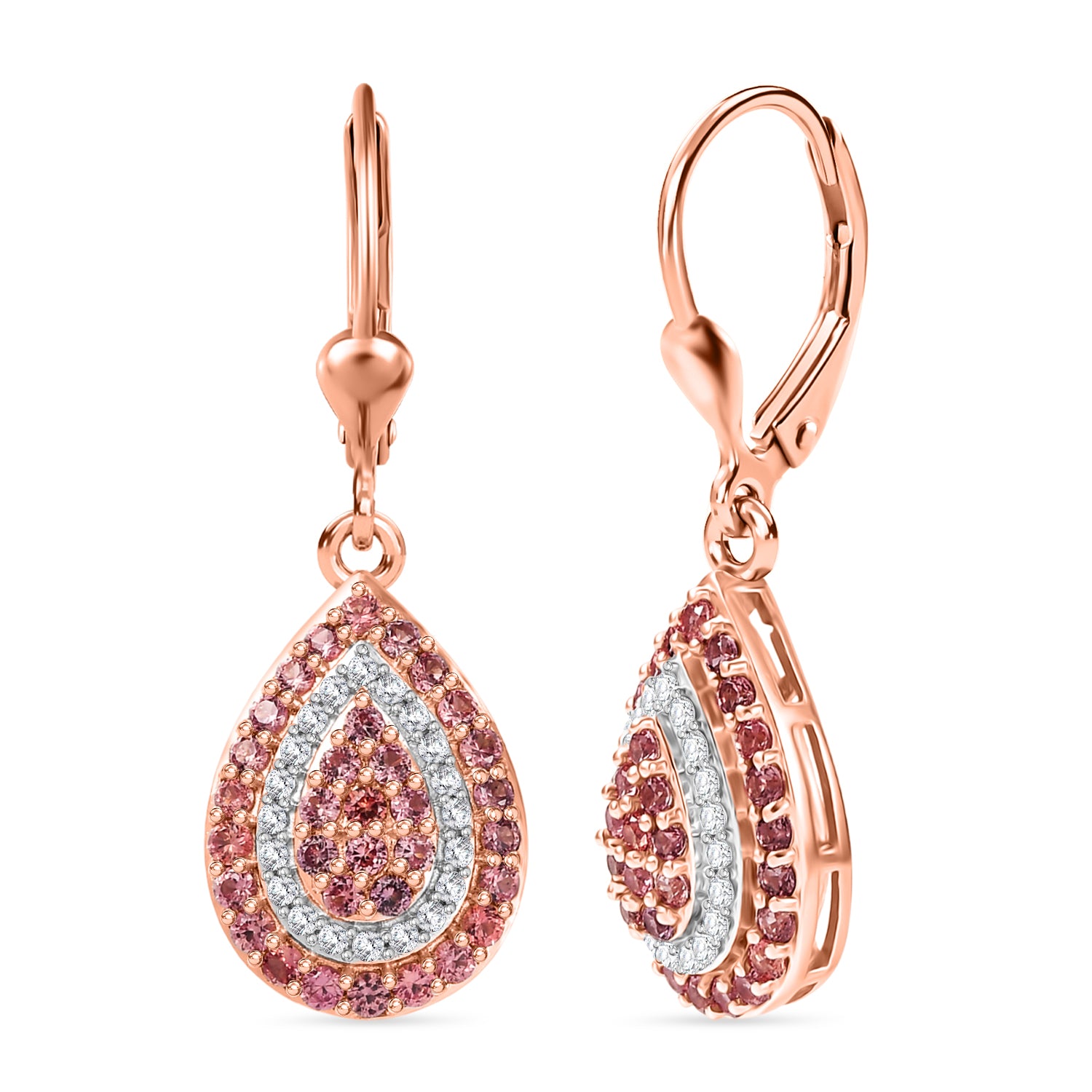 D'Joy AAA Padparadscha Saphir Ohrringe 925 Silber 750 Roségold vermeil ca. 1,79 ct.