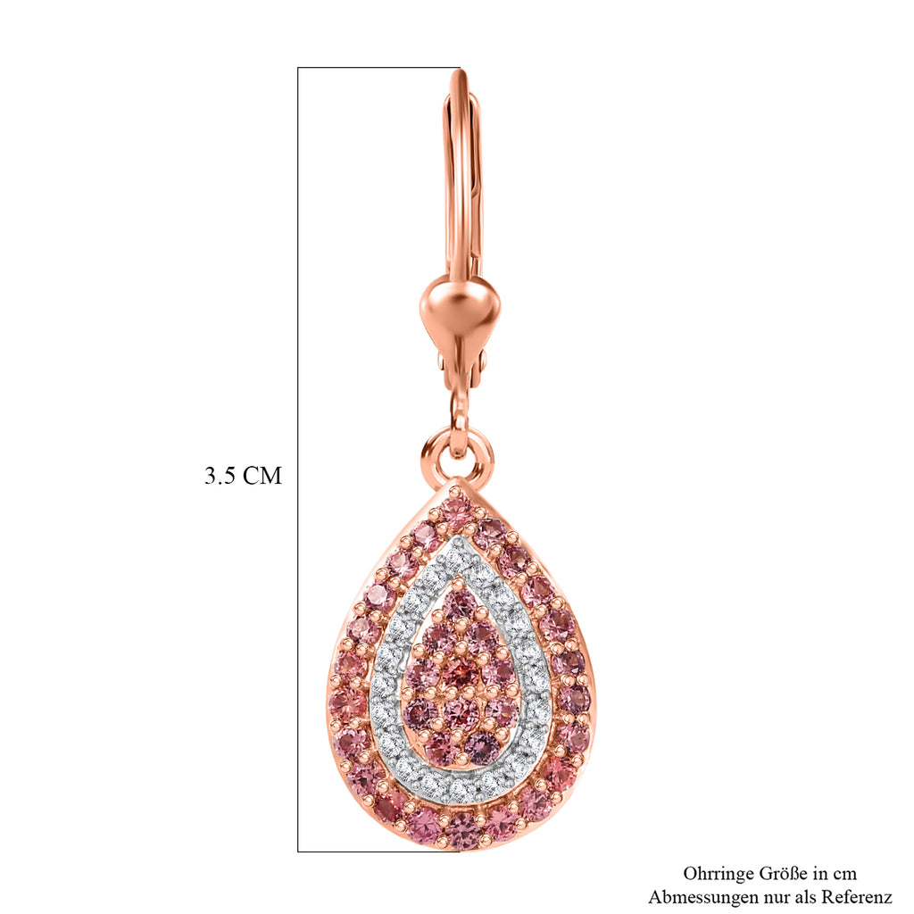 D'Joy AAA Padparadscha Saphir Ohrringe 925 Silber 750 Roségold vermeil ca. 1,79 ct.