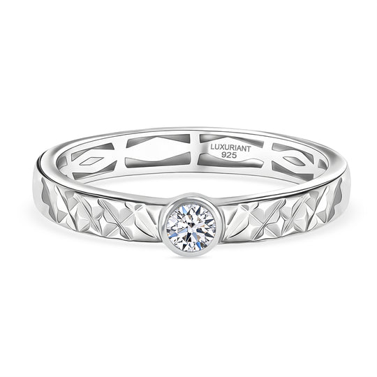 LUXURIANT DIAMOND - Lab Grown Diamant VS-EF Ring 925 Silber Rhodiniert (Größe 21.00) ca. 0,25 ct