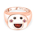 GP Celestial Kollektion- Mosambik Granat, schwarzer Spinell rosa und blauer Saphir Ring, 925 Silber rosévergoldet - 0,53 ct.