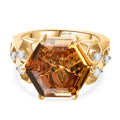 GP - Citrin, Weißer Zirkon Ring 925 Silber 750 Gelbgold Vermeil (Größe 17.00) ca. 7,38 ct