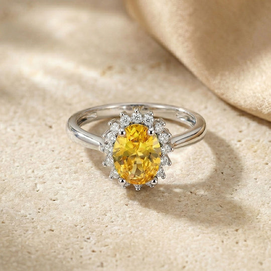 Gelber Zirkonia, Weißer Zirkonia Ring Nickelfreies Messing (Größe 21.00)