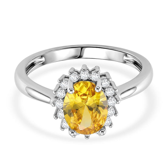 Gelber Zirkonia, Weißer Zirkonia Ring Nickelfreies Messing (Größe 21.00)