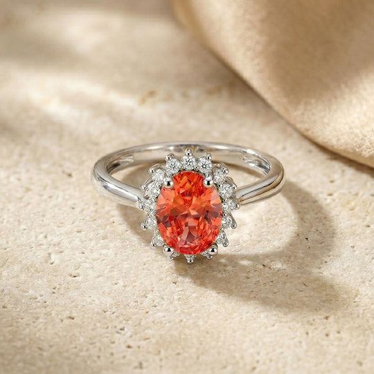 Orange Zirkonia, Weißer Zirkonia Ring Nickelfreies Messing (Größe 17.00)