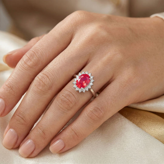 Orange Zirkonia, Weißer Zirkonia Ring Nickelfreies Messing (Größe 17.00)