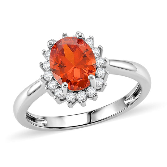 Orange Zirkonia, Weißer Zirkonia Ring Nickelfreies Messing (Größe 17.00)