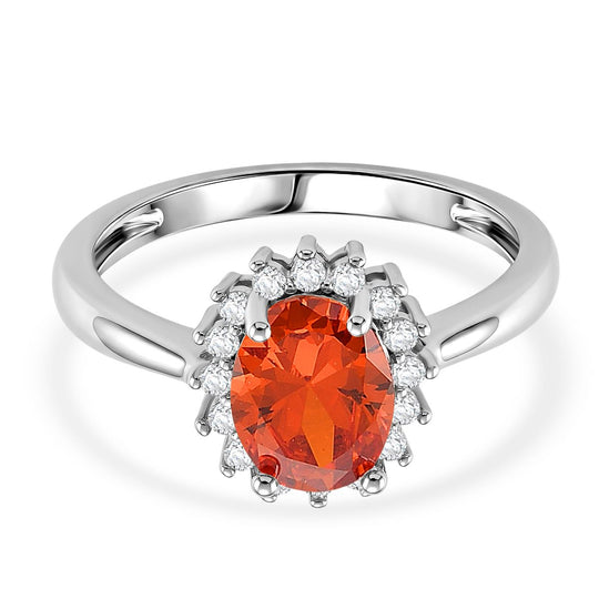 Orange Zirkonia, Weißer Zirkonia Ring Nickelfreies Messing (Größe 17.00)
