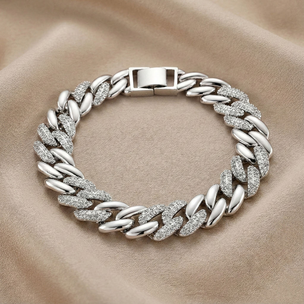 Weißer Zirkonia Armband ca. 18.5 cm Nickelfreies Messing