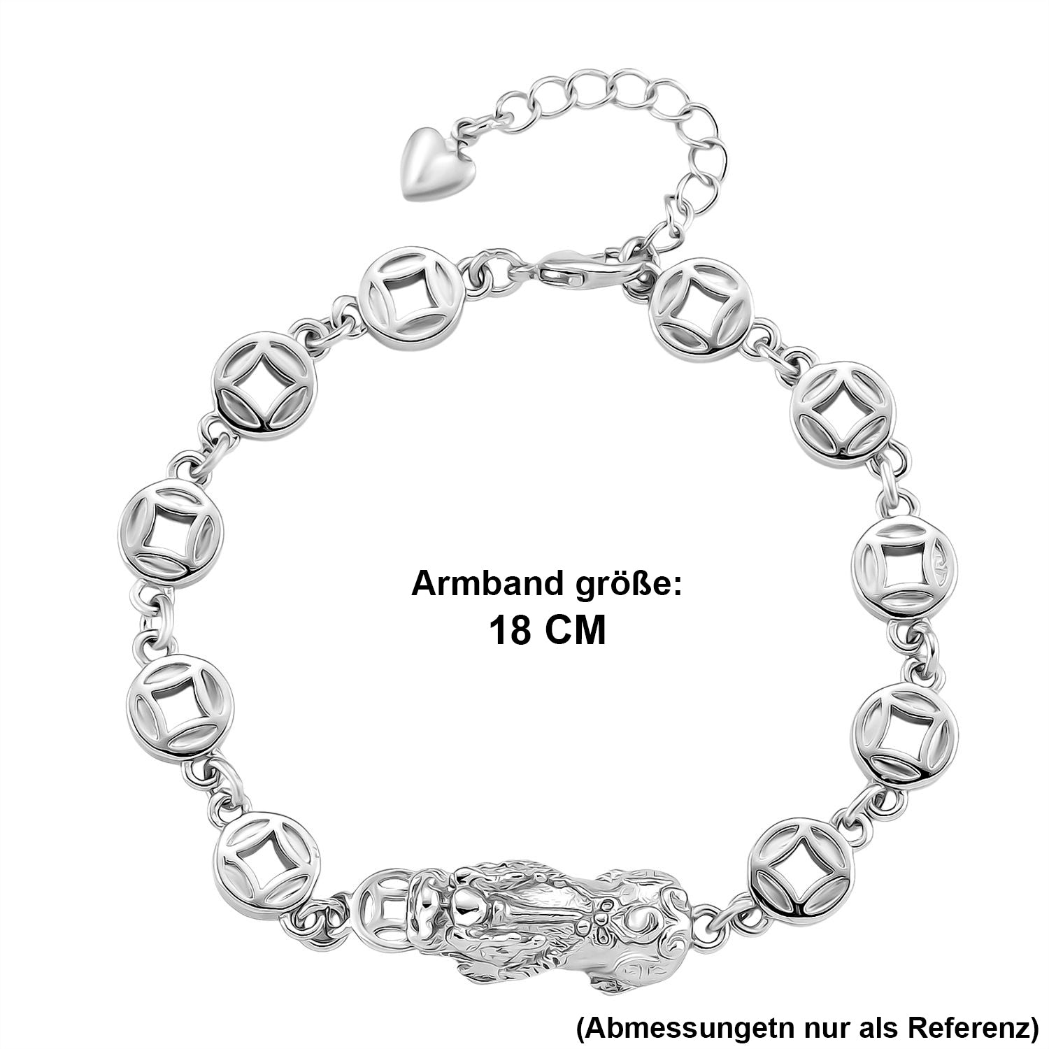 Nickelfreies Messing Armband ca. 18 cm + 2.5 cm Extender, ca. 13,50g, Silberfarben
