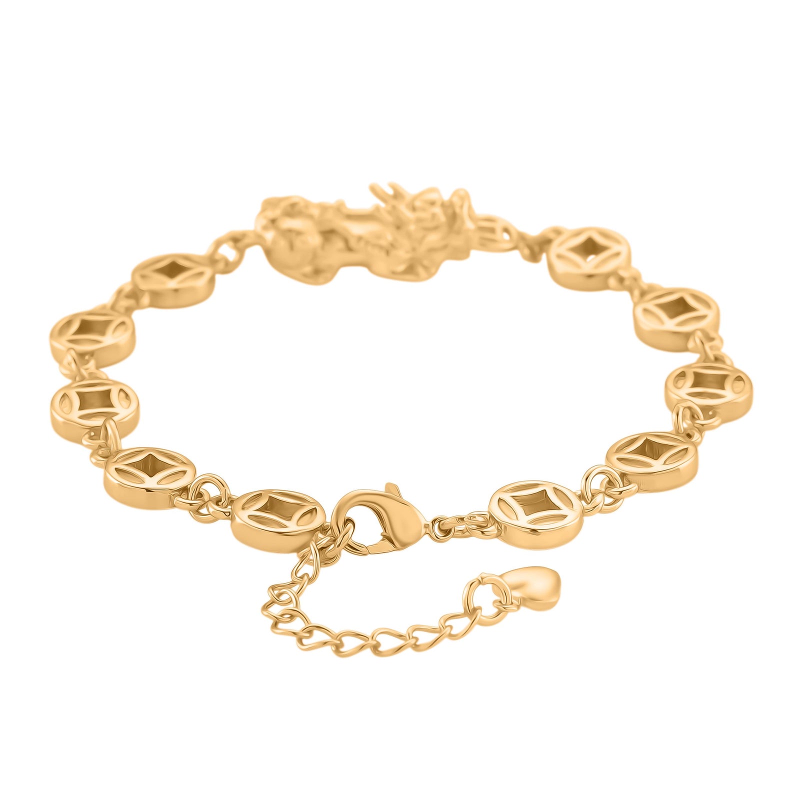 Nickelfreies Messing Armband ca. 18 cm + 2.5 cm Extender, ca. 13,50g, Goldfarben