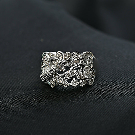 EVER TRUE Weißer Diamant Ring Nickelfreies Messing, Silberfarben  (Größe 19.00)