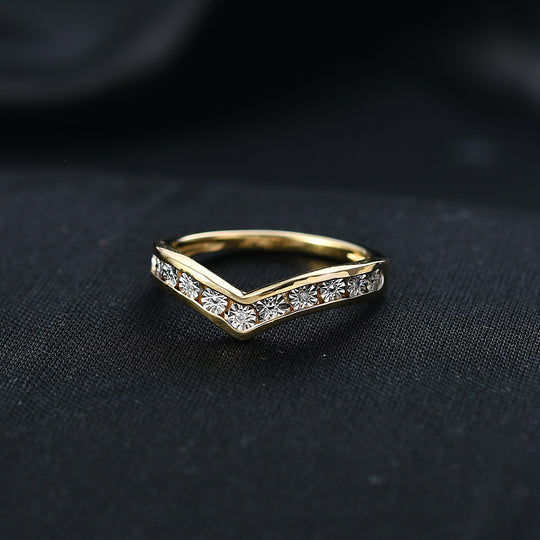 Weißer Diamant Ring 925 Silber 750 Gelbgold Vermeil (Größe 19.00)