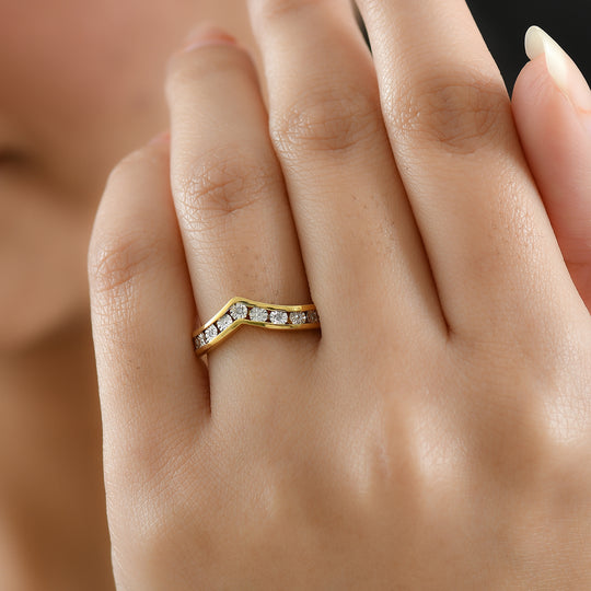 Weißer Diamant Ring 925 Silber 750 Gelbgold Vermeil (Größe 19.00)