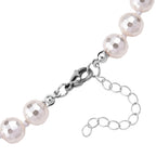 Weiße Südsee Farbe Muschelkernperle (8-10 mm) Halskette ca. 45 cm + 5 cm Extender, 316L Edelstahl