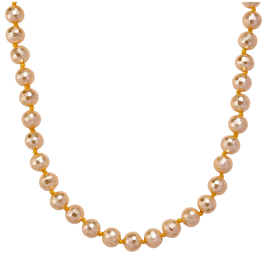 Goldene Südsee Farbe Muschelkernperle (8-10 mm) Halskette ca. 45 cm + 5 cm Extender, 316L Edelstahl Vergoldet