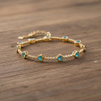 Blau Kristall Armband ca. 18.5 cm + 2.5 cm Extender, Nickelfreies Messing Vergoldet