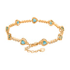 Blau Kristall Armband ca. 18.5 cm + 2.5 cm Extender, Nickelfreies Messing Vergoldet