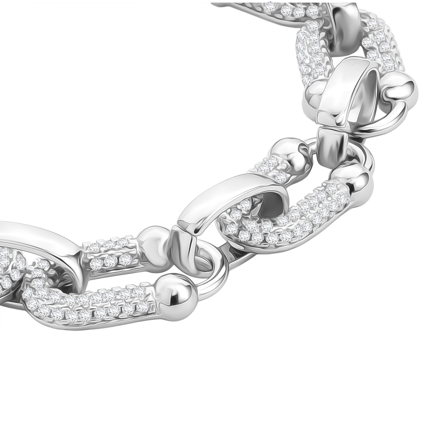 Weißer Zirkonia Armband ca. 18 cm + 2.5 cm Extender, Nickelfreies Messing