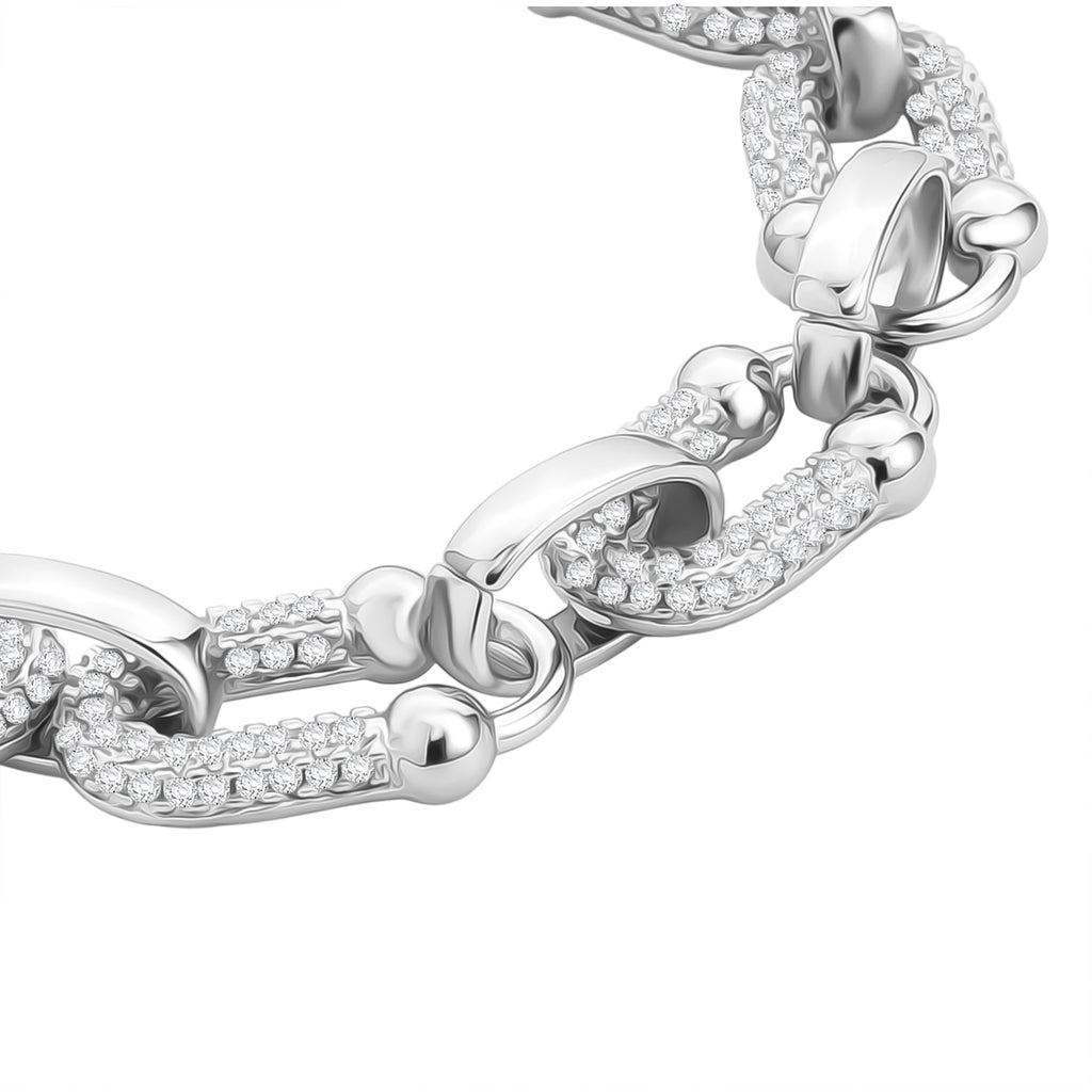 Weißer Zirkonia Armband ca. 18 cm + 2.5 cm Extender, Nickelfreies Messing