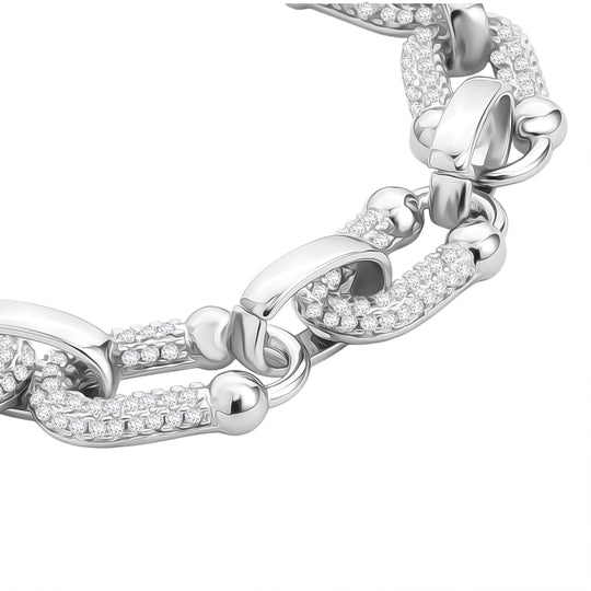 Weißer Zirkonia Armband ca. 18 cm + 2.5 cm Extender, Nickelfreies Messing