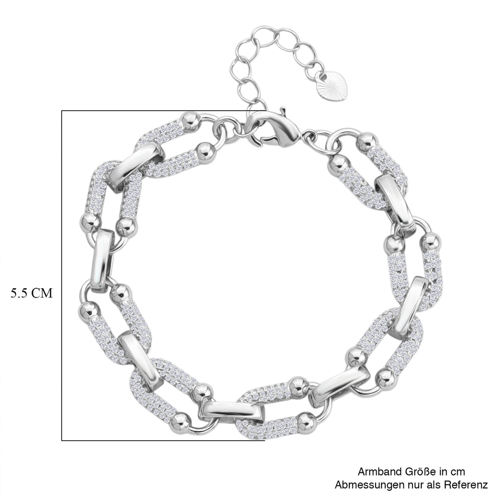 Weißer Zirkonia Armband ca. 18 cm + 2.5 cm Extender, Nickelfreies Messing