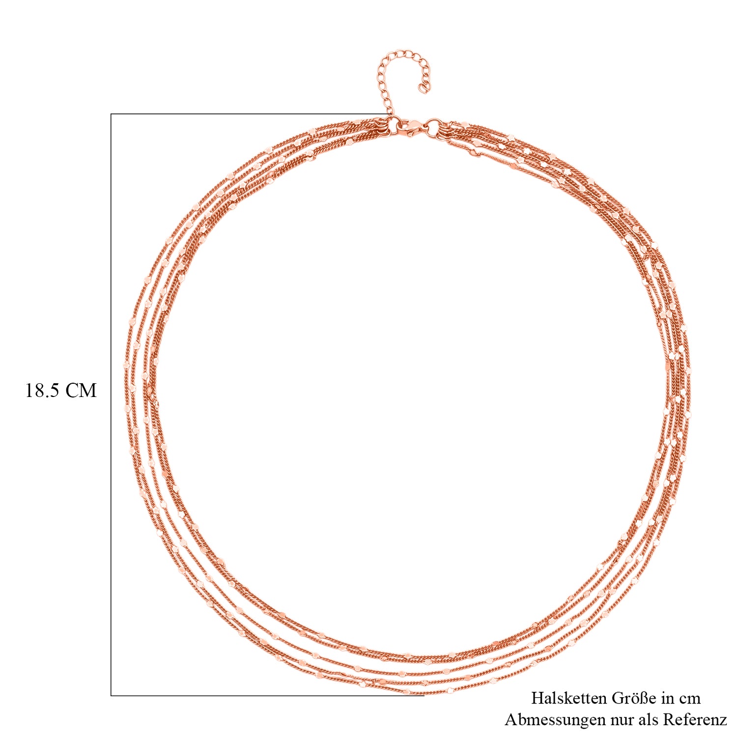 Nickelfreies Messing Halskette ca. 50 cm + 3.5 cm Extender, rosévergoldet, ca. 12,50g