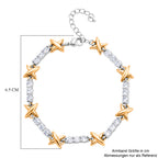 Weißer Zirkonia Armband ca. 19 cm + 5 cm Extender, Nickelfreies Messing, Bicolor