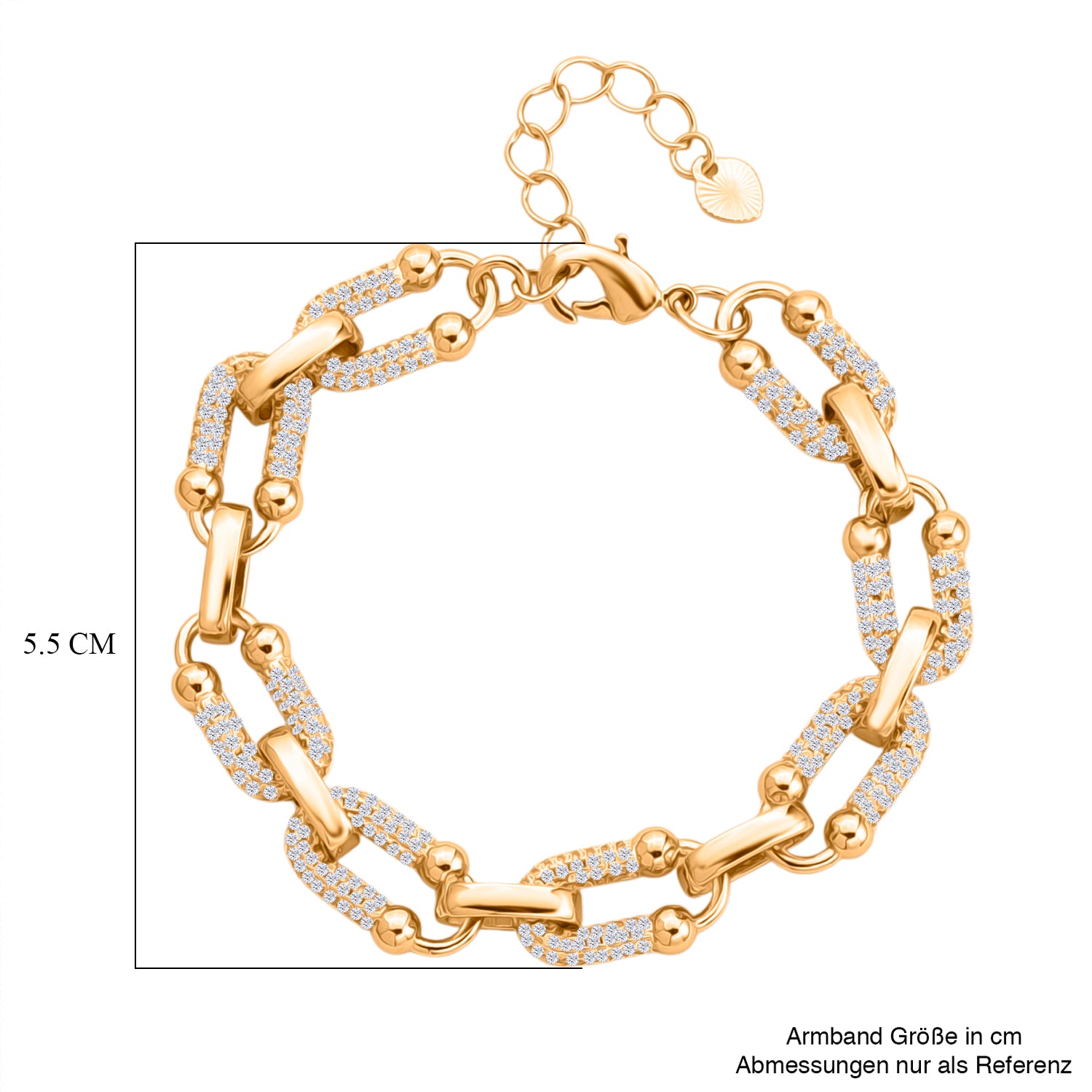 Weißer Zirkonia Armband ca. 18 cm + 2.5 cm Extender, Nickelfreies Messing