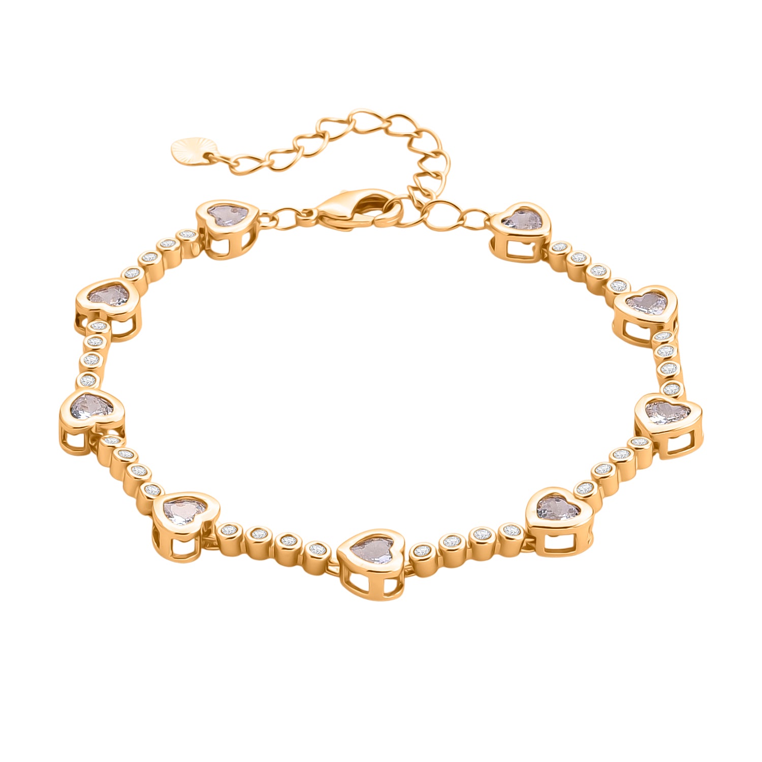 Weißer Kristall Armband ca. 18.5 cm + 2.5 cm Extender, Nickelfreies Messing Vergoldet