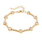 Weißer Kristall Armband ca. 18.5 cm + 2.5 cm Extender, Nickelfreies Messing Vergoldet