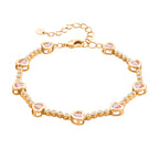 Rosa Kristall Armband ca. 18.5 cm + 2.5 cm Extender, Nickelfreies Messing Vergoldet