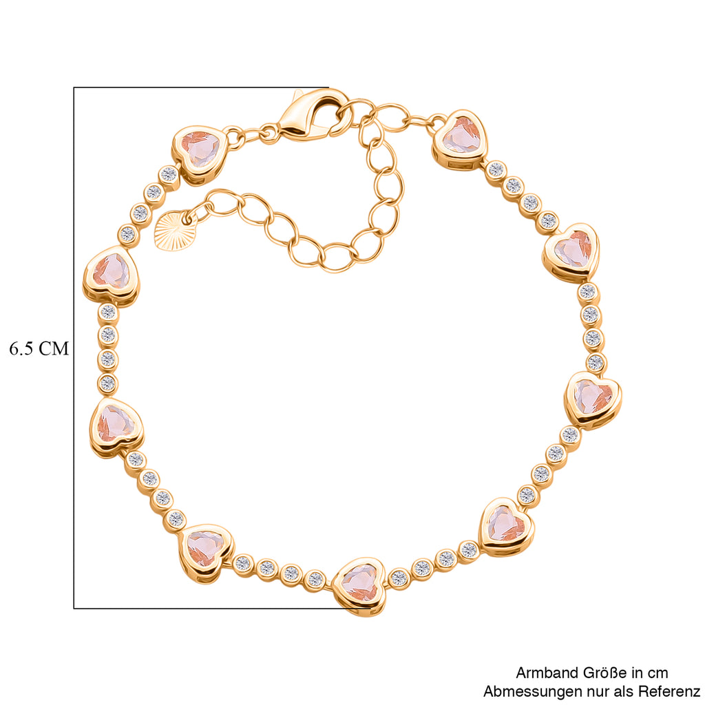 Rosa Kristall Armband ca. 18.5 cm + 2.5 cm Extender, Nickelfreies Messing Vergoldet