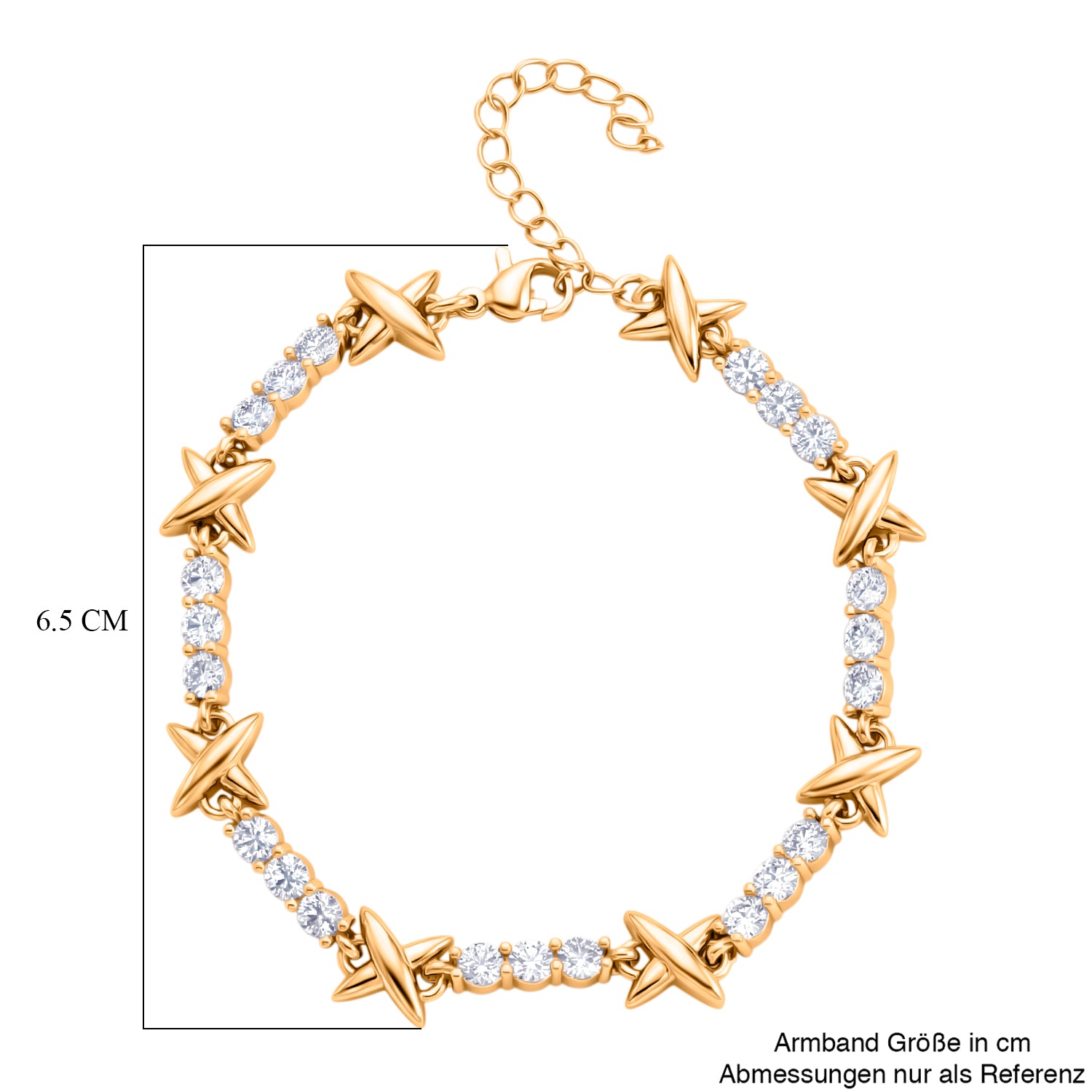 Weißer Zirkonia Armband ca. 19 cm + 5 cm Extender, Nickelfreies Messing