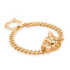 Grüner Kristall Armband ca. 19 cm + 5 cm Extender, Nickelfreies Messing, Gelb Vergoldet