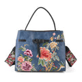 Florale Kunstprint Crossbody Tasche mit Komfort-Schulterriemen, 30x13x23cm, Marineblau