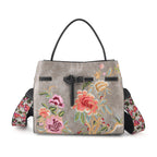 Florale Kunstprint Crossbody-Tasche mit Komfort-Schulterriemen, 30 x 13 x 23 cm, Grau