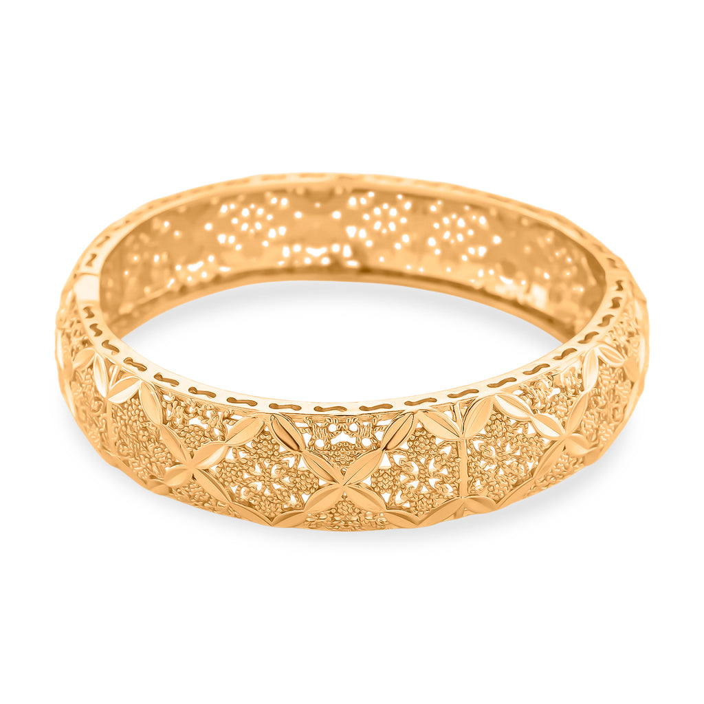 GOLD-LOOKS Marrakesh Geometrischer Design Armreif, Nickelfreies Messing, ca. 19 cm ca. 28,40g