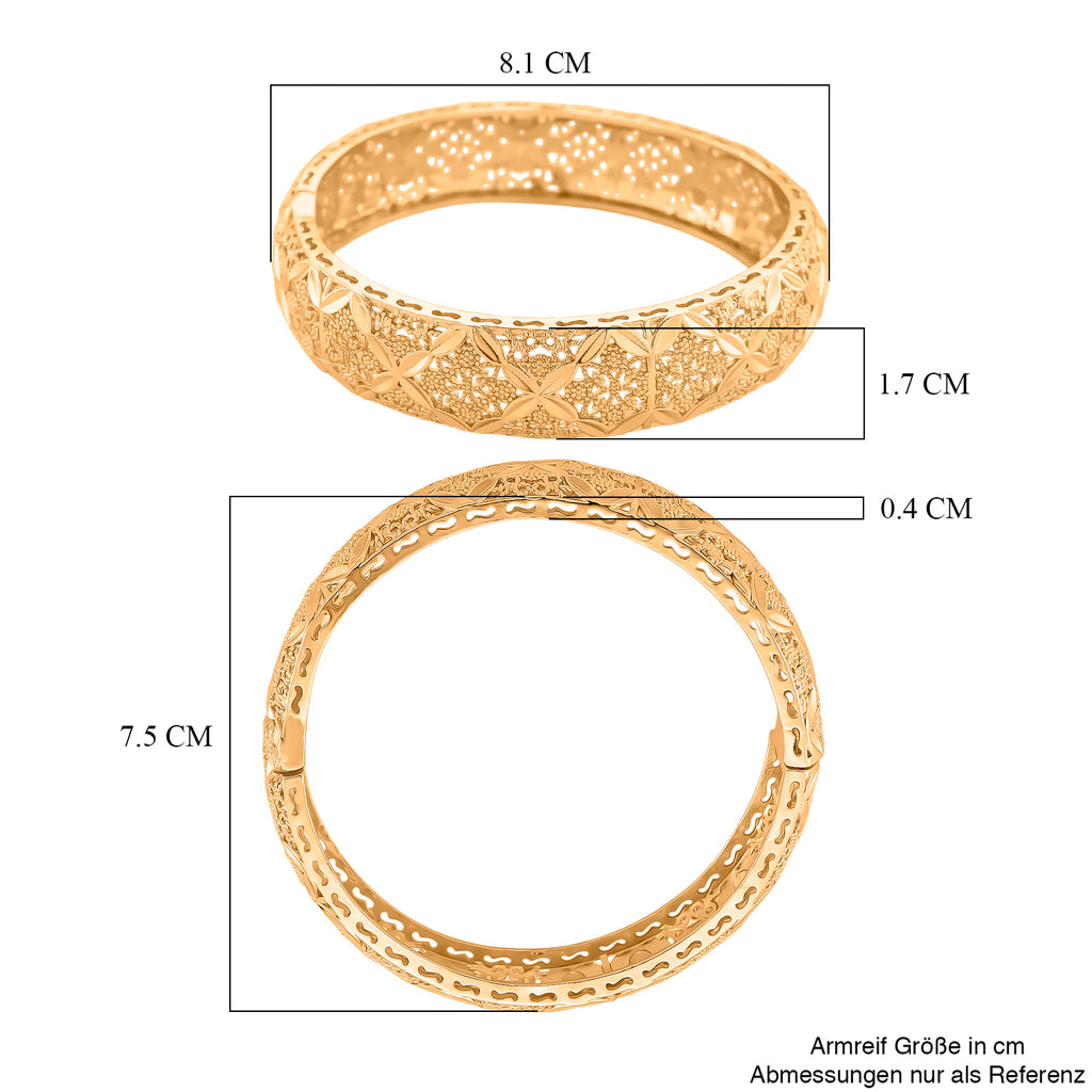 GOLD-LOOKS Marrakesh Geometrischer Design Armreif, Nickelfreies Messing, ca. 19 cm ca. 28,40g