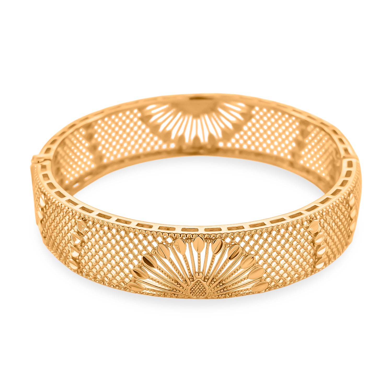 GOLD-LOOKS Pfauen-inspiriertes Design Armreif, Nickelfreies Messing, ca. 19 cm ca. 23,60g