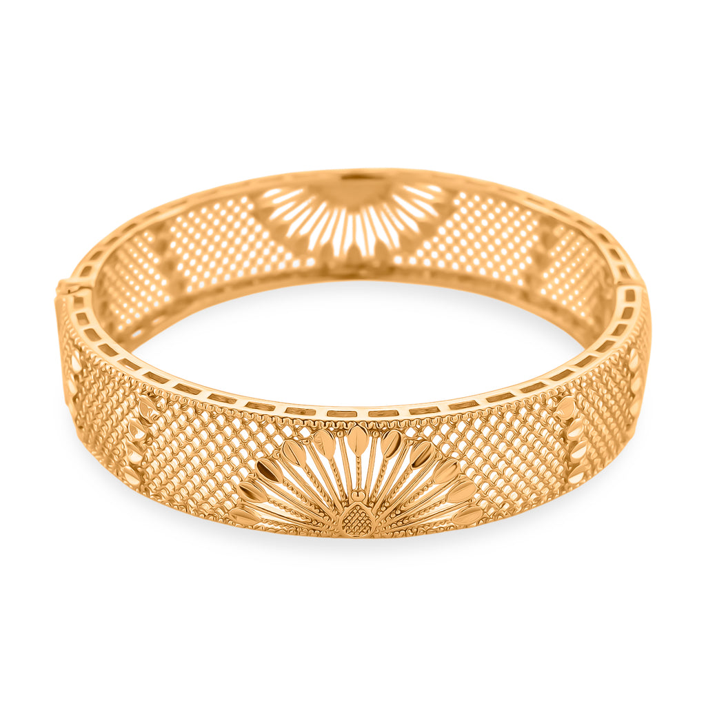 GOLD-LOOKS Pfauen-inspiriertes Design Armreif, Nickelfreies Messing, ca. 19 cm ca. 23,60g