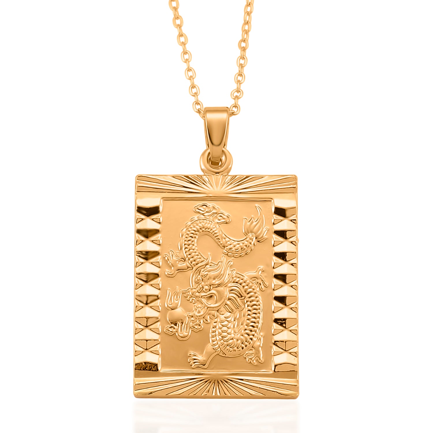 GOLD LOOKS - Drachen Halskette, Nickelfreies Messing, ca. 50 cm + 5 cm Extender, ca. 15,50g