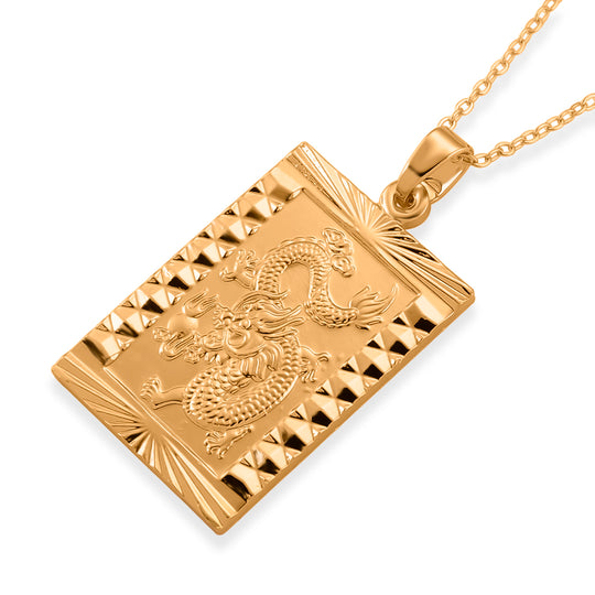 GOLD LOOKS - Drachen Halskette, Nickelfreies Messing, ca. 50 cm + 5 cm Extender, ca. 15,50g