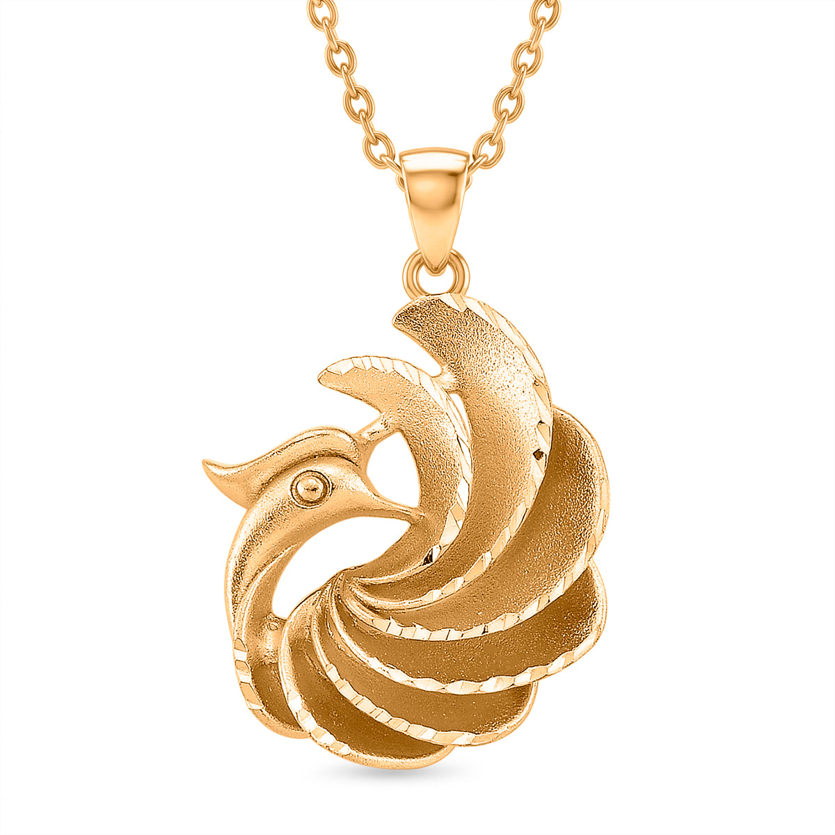 GOLD LOOKS - Pfau Halskette, Nickelfreies Messing, ca. 50 cm + 5 cm Extender, ca. 9,50g